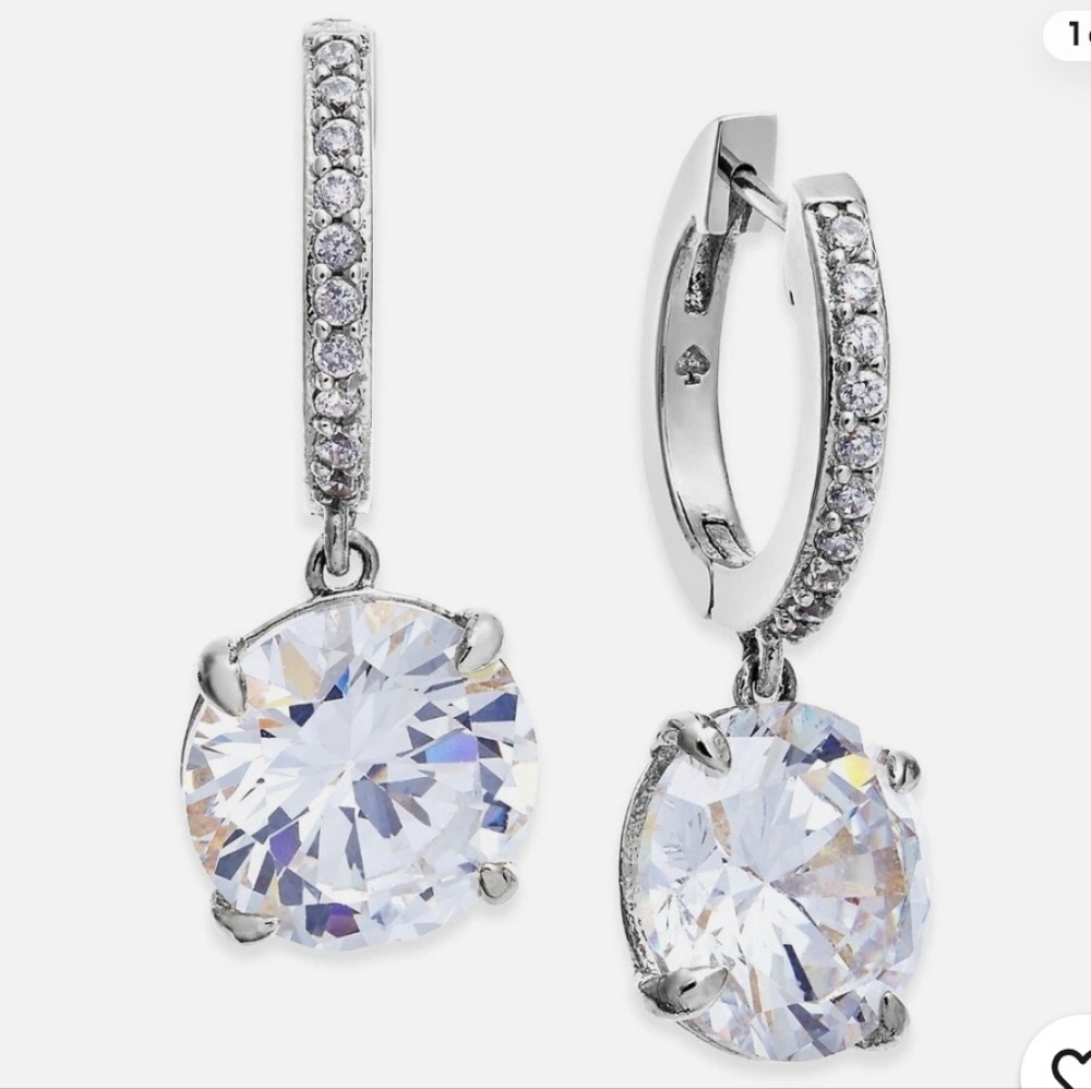 NWT Kate Spade That Sparkle Drop Earrings - Silver